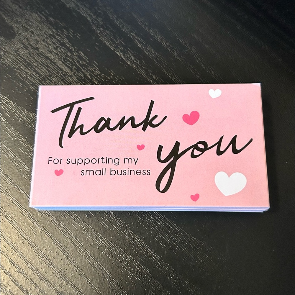 Pink Thank You For Supporting My Small Business Cards